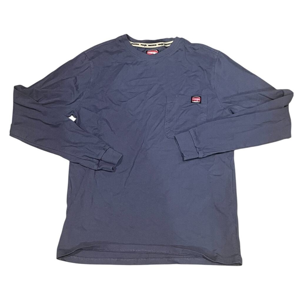Wrangler Blue Long Sleeve Shirt Mens Small Cowboy Ranch Workwear